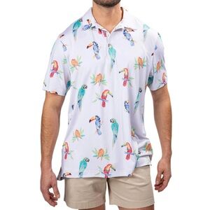 Chubbies Men’s Small Performance Polo Golf Stretch Shirt Birds Of Polodise